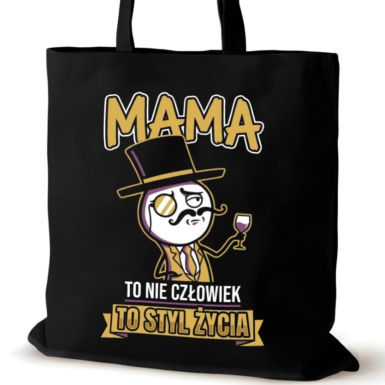 Torba bawełniana czarna dla MAMY na ramię śmieszna prezent zakupowa