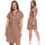 Sukienki - Sukienka Damska Lniana Szmizjerka Rozpinana Stylowa Przed Kolano 2XL MORAJ - miniaturka - grafika 1