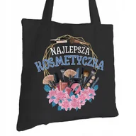 Torby i wózki na zakupy - Torba Bawełniana dla Kosmetyczki Czarna Prezent ekologiczna Trwały Nadruk - miniaturka - grafika 1