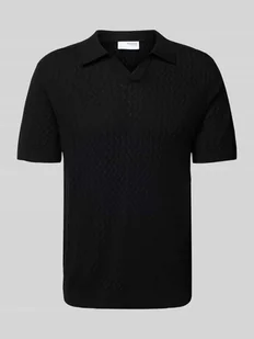 Koszulka polo o kroju regular fit z efektem szydełkowym model ‘LINO’ - Koszulki męskie - miniaturka - grafika 1