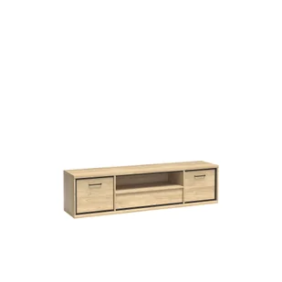 Szafka RTV M-13 Mediolan Jarstol Natural Hikora Metalowe Wysokie, Wstawka Dąb, Bez Oświetlenia - Szafki RTV - miniaturka - grafika 1