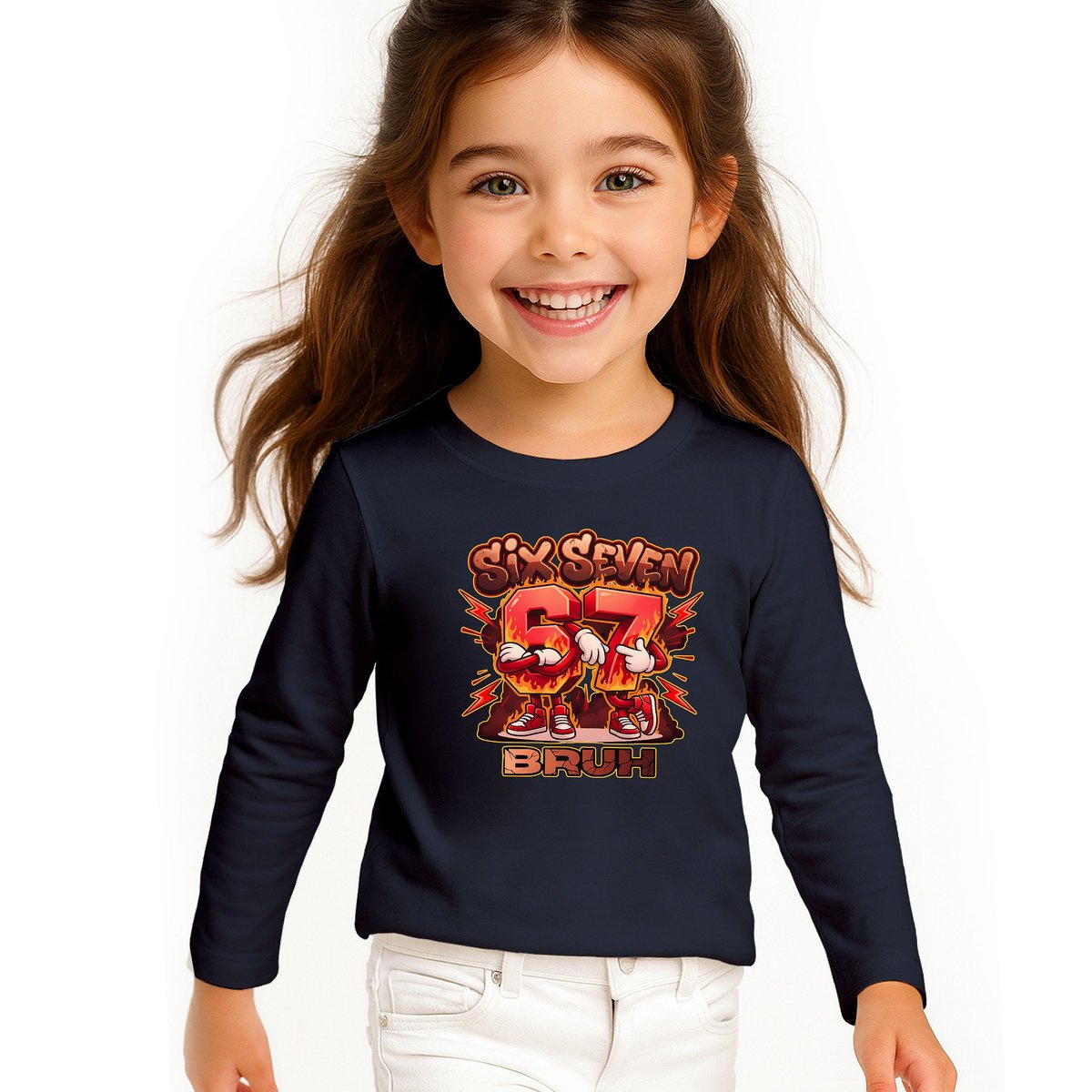 BLUZKA DZIECIĘCA 67 SIX SEVEN VIRAL BRUH LONGSLEEVE DLA DZIECKA 134-140