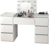 Toaletki - Toaletka Kosmetyczna Biała Z Lustrem 12 Led Wizaż Beti8 - miniaturka - grafika 1