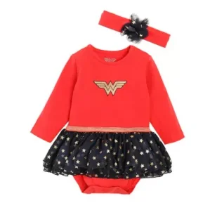 Komplet Dziewczęcy Body Sukienka I Opaska Wonder Woman 68 Cm Cool Club Outlet - Sukienki i spódniczki dla dziewczynek - miniaturka - grafika 1