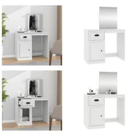 Toaletki - vidaXL Toaletka z lustrem biała 90x50x132,5 cm materiał drewnopochodny - Toaletka - Toaletki - Stolik kosmetyczny - Stoliki kosmetyczne - miniaturka - grafika 1