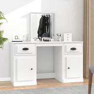 Toaletki - vidaXL Toaletka z lustrem, biała, 130x50x132,5 cm - miniaturka - grafika 1