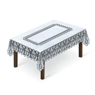 Obrus żakardowy 120 x 160 cm biało-szary - Obrusy i serwetki - miniaturka - grafika 1