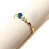 Pierścionki - Złoty pierścionek z naturalnymi kamieniami chryzopraz apatyt opal złoto 585 - miniaturka - grafika 1