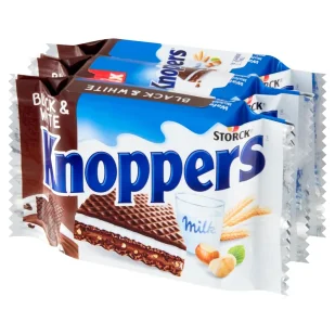 Knoppers Black & White Wafelek mleczno-orzechowy 75 g (3 x 25 g) - Batoniki - miniaturka - grafika 1