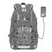 Plecaki - Nba Peripheral Series Star Wielofunkcyjny plecak USB Świetlisty fluorescencyjny plecak Szary Jordan - miniaturka - grafika 1