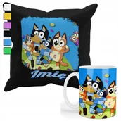Gadżety dla niej i dla niego - Zestaw Kubek + Poduszka Z Poszewką- Prezent Dla Fana Niebieski Piesek + Imi - miniaturka - grafika 1