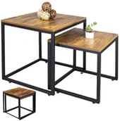 Ławy i stoliki kawowe - Zestaw Kwadratowe Stoliki Kawowe 2w1 Rustykalny 45x50cm 40x45cm EDUKAMP - miniaturka - grafika 1