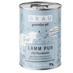 Grau karma mokra dla psa, 6 x 400 g - Czyste mięso z jagnięciny z olejem lnianym - Mokra karma dla psów - miniaturka - grafika 1
