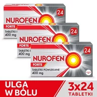 Leki przeciwbólowe - Reckitt Benckiser Healthcare benckiser poland) s.a Nurofen Forte 400 mg 3 x 24 tabletki - miniaturka - grafika 1