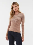 Swetry damskie - Guess Sweter W3BR26 Z3AE0 Beżowy Slim Fit - miniaturka - grafika 1