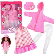 Akcesoria dla lalek - Jokomisiada Różowy zestaw ubranek dla lalki 36-40 cm Sukienka Płaszczyk Kapelusz ZA5839 - miniaturka - grafika 1