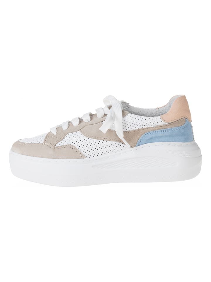 Unisa Skórzane sneakersy w kolorze beżowo-błękitno-białym