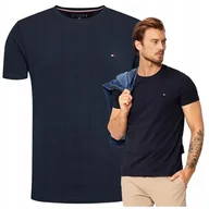 Koszulki męskie - Tommy Hilfiger Koszulka Męska Granatowa T-shirt Sportowy Bawełniany r.S - miniaturka - grafika 1