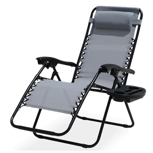 Leżak ogrodowy składany LAGUNA Light grey - Focus Garden - Leżaki ogrodowe - miniaturka - grafika 1