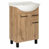 Szafki łazienkowe - Szafka łazienkowa z umywalką stojąca pod umywalkę dąb wotan loft 55 cm - miniaturka - grafika 1