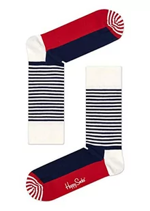 Happy Socks Half Stripe, kolorowe i zabawne, Skarpety dla kobiet i mężczyzn, Czerwony-Biały (41-46) - Skarpetki męskie - miniaturka - grafika 1