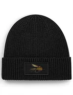 Czapki damskie - Czapka zimowa beanie wędkarska dla wędkarza na ryby na prezent "March Brown" Czarny - miniaturka - grafika 1