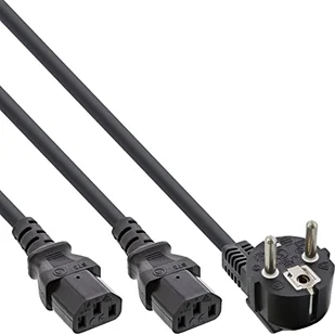 InLine 16657F kabel sieciowy, 1x wtyczka ze stykiem ochronnym do 2x wtyczki IEC 5m - Kable miedziane - miniaturka - grafika 1