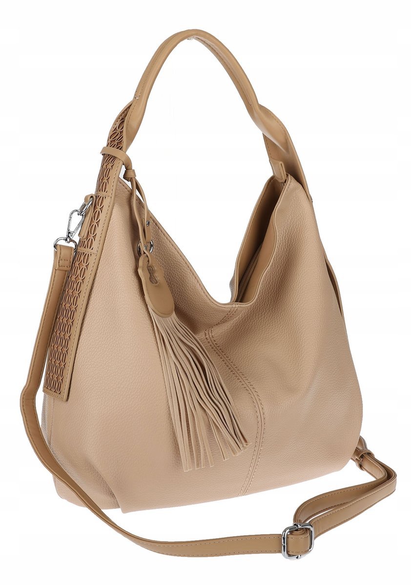 Torebka Damska Listonoszka Worek Shopper Torba na Ramię MC748 Beżowa