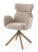 Krzesła - Tapicerowane krzesło obrotowe ciemny beż+ jasny orzech - Velino - miniaturka - grafika 1