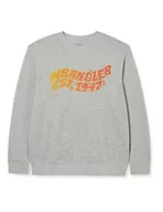 Bluzy męskie - Wrangler Męska bluza Graphic Crew Sweatshirt, MID Grey Melee, L - miniaturka - grafika 1