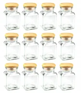 Pojemniki kuchenne - 12x Słoiki na przyprawy 150 ml z eleganckim drewnianym zamknięciem - miniaturka - grafika 1