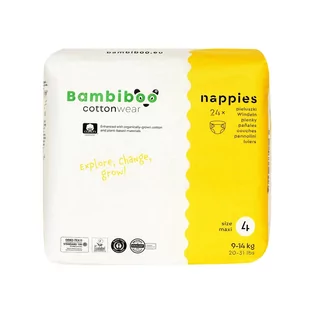 Bambiboo Cottonwear Jednorazowe pieluszki z bawełną organiczną, rozmiar 4 Maxi (9-14kg), 24 szt. - Pieluchy - miniaturka - grafika 1