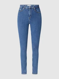 Spodnie damskie - Jeansy z wysokim stanem o kroju skinny fit, z dodatkiem streczu, model ‘Martha’ - grafika 1