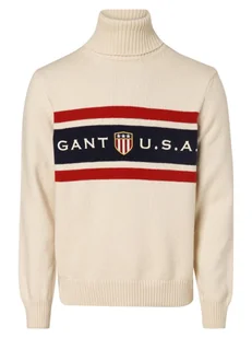 Gant - Sweter męski, beżowy - Swetry męskie - miniaturka - grafika 1