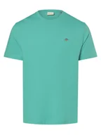 Koszulki męskie - Gant T-shirt męski Mężczyźni Bawełna niebieski|zielony jednolity, M - miniaturka - grafika 1