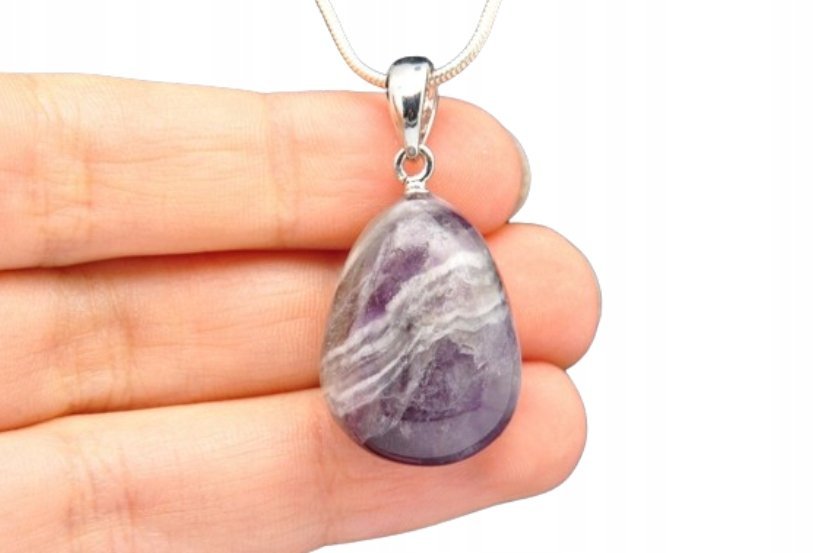 Ametyst Szewron Śliczna Zawieszka Polerowany Okaz Nr 37
