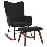 Fotele - vidaXL Fotel bujany z podnóżkiem czarny aksamit i PVC 327892 - miniaturka - grafika 1