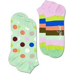 Happy Socks 2-pak Big Dot Stripe Low Sock skarpety, zielony, różowy, niebieski, zielony, biały, brązowy, 41-46 EU - Skarpetki męskie - miniaturka - grafika 1