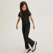 Spodnie i spodenki dla dziewczynek - Reserved - Spodnie flare - Szary - miniaturka - grafika 1