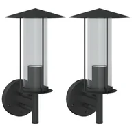 Lampy ogrodowe - vidaXL Kinkiety zewnętrzne, 2 szt., czarne, stal nierdzewna - miniaturka - grafika 1