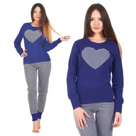 Piżamy damskie - PIŻAMA DAMSKA ŚWIĄTECZNA DŁUGI RĘKAW BAWEŁNIANA GRANATOWA S - miniaturka - grafika 1