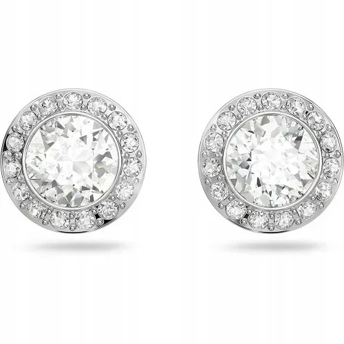 Kolczyki Damskie Swarovski Halo Okrągłe Kryształy Sztyft Srebrne Kryształki