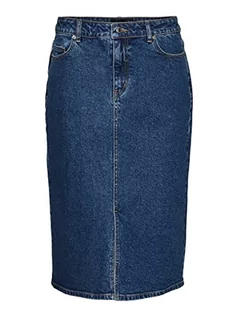 Spódnice - VERO MODA Damska spódnica Vmline Blk Denim Skirt Rock, niebieski (medium blue denim), S - grafika 1