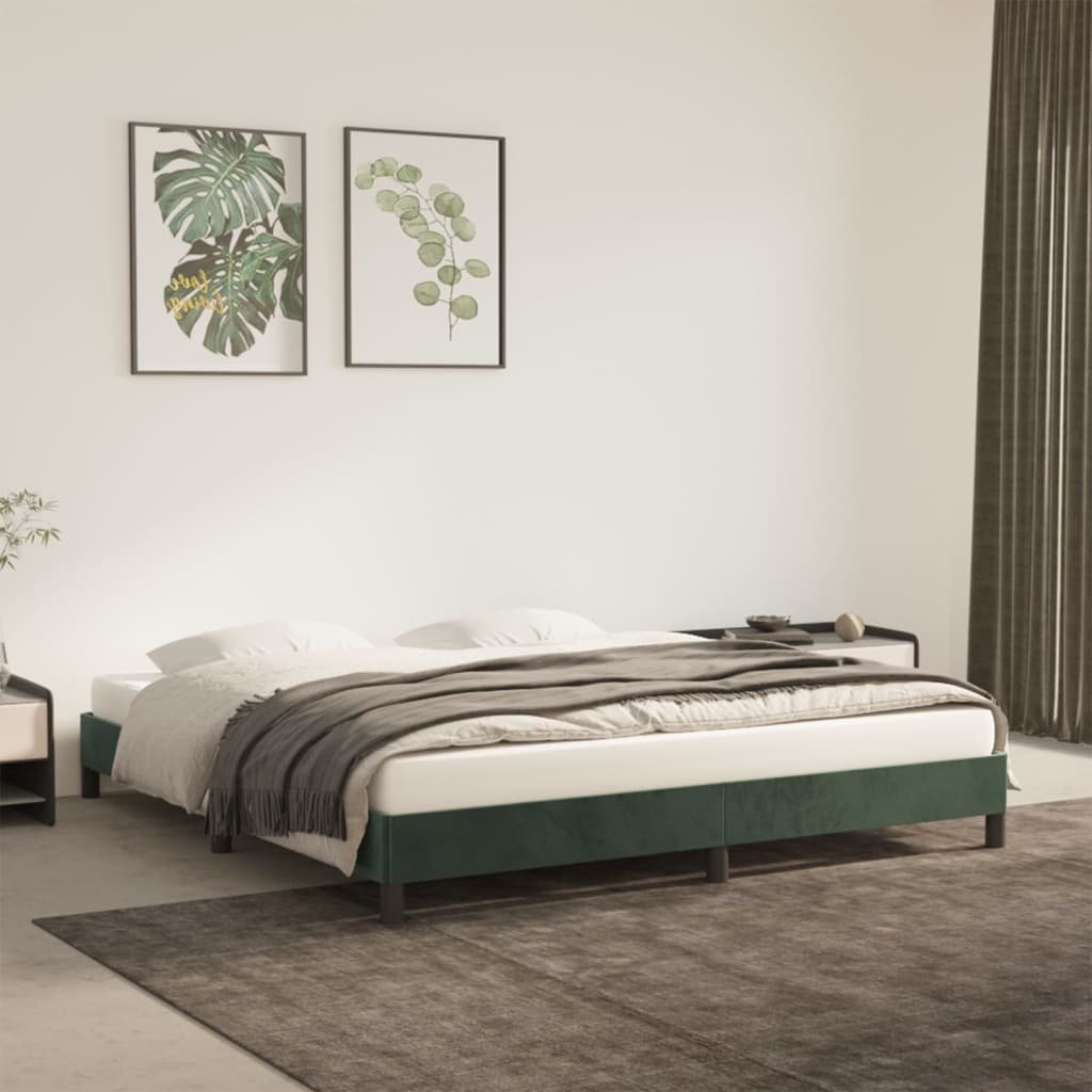 vidaXL vidaXL Rama łóżka, ciemnozielona, 160x200 cm, tapicerowana aksamitem