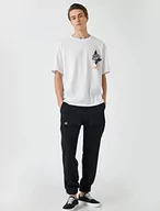 Koszulki męskie - Koton Koszulka męska oversized Far East Printed Crew Neck Short Sleeve, Off White (001), L - miniaturka - grafika 1
