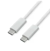 Kable USB - Kabel ROLINE USB4 Gen3x2, z Emark, C-C, M/M, 240W, biały, 1 m - miniaturka - grafika 1