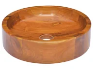 Umywalki - Elior Okrągła umywalka nablatowa z drewna tekowego T4-B36 - miniaturka - grafika 1