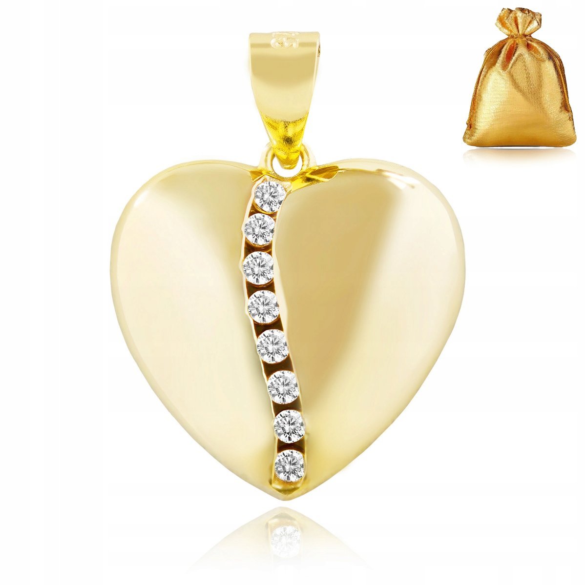ELEGANCKA ZŁOTA ZAWIESZKA 585 925 WISIOREK SERCE + CYRKONIE SREBRO DLA NIEJ