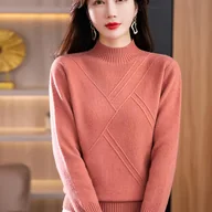 Swetry damskie - TEMU Sweter z Półgolfem dla Kobiet – Modny Sweter na Jesień/Zimę, Nowoczesna Kardiganowa Kurtka do Warstwowania i Na Zewnątrz - miniaturka - grafika 1