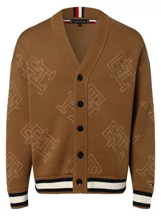 Tommy Hilfiger - Kardigan męski, beżowy|brązowy - Swetry męskie - miniaturka - grafika 1